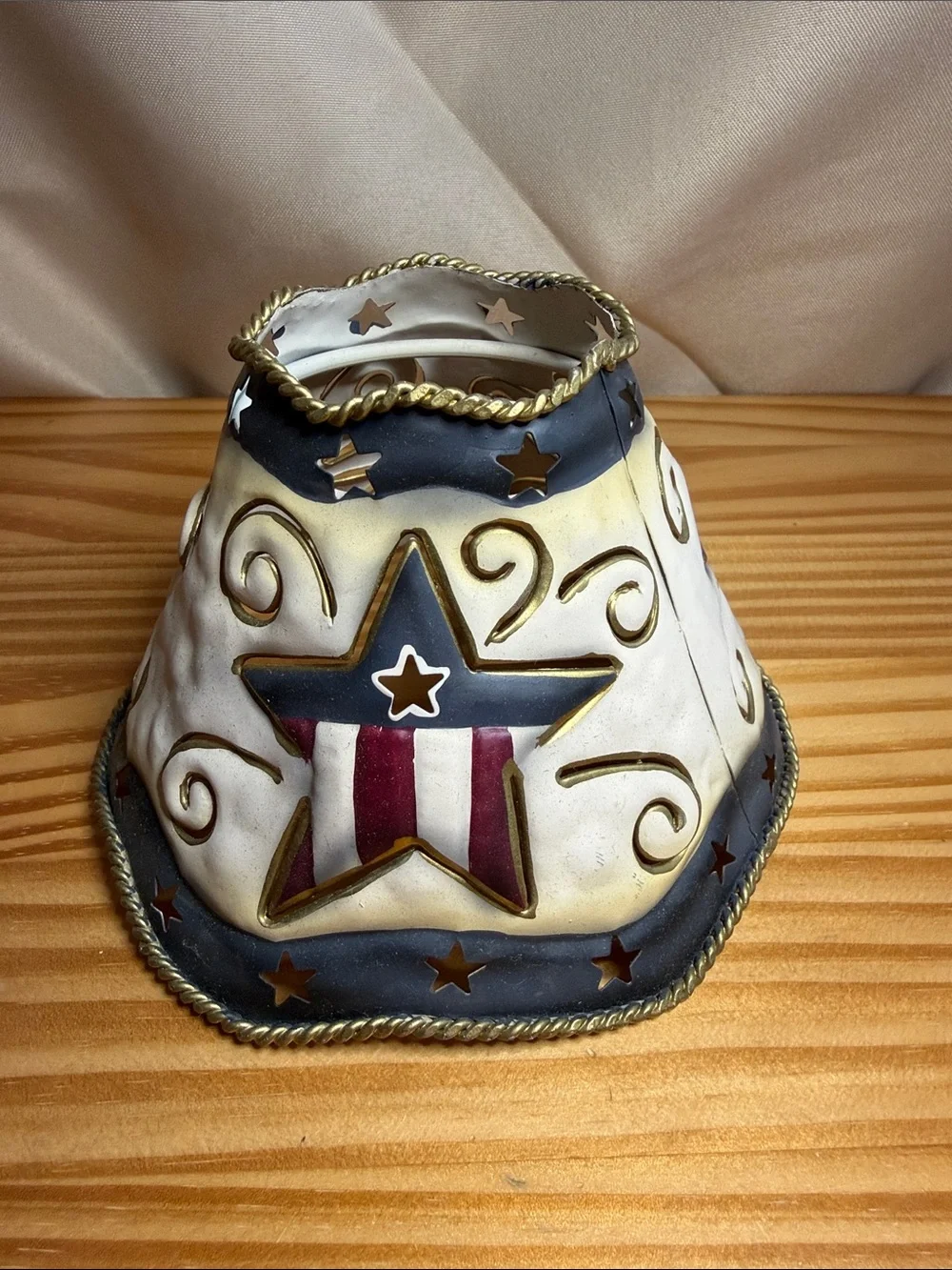Vintage Home Interiors Americana Patriotic Candle Holder Lamp NIB New In Box